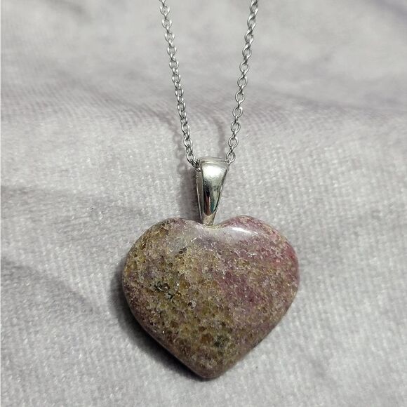 Karis Rhodonite Heart Pendant Necklace - Picture 3 of 15